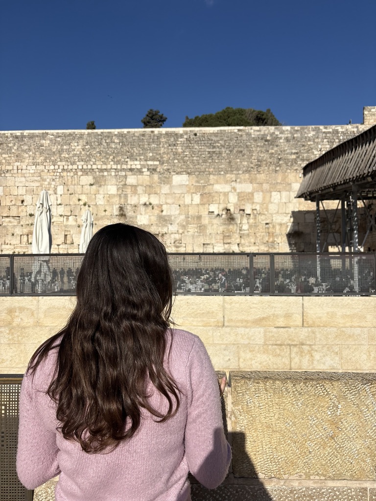 Final visit to the Western Wall in Jerusalem Muss Spring 2026 participant Einav Garten at the Western Wall in Jerusalem