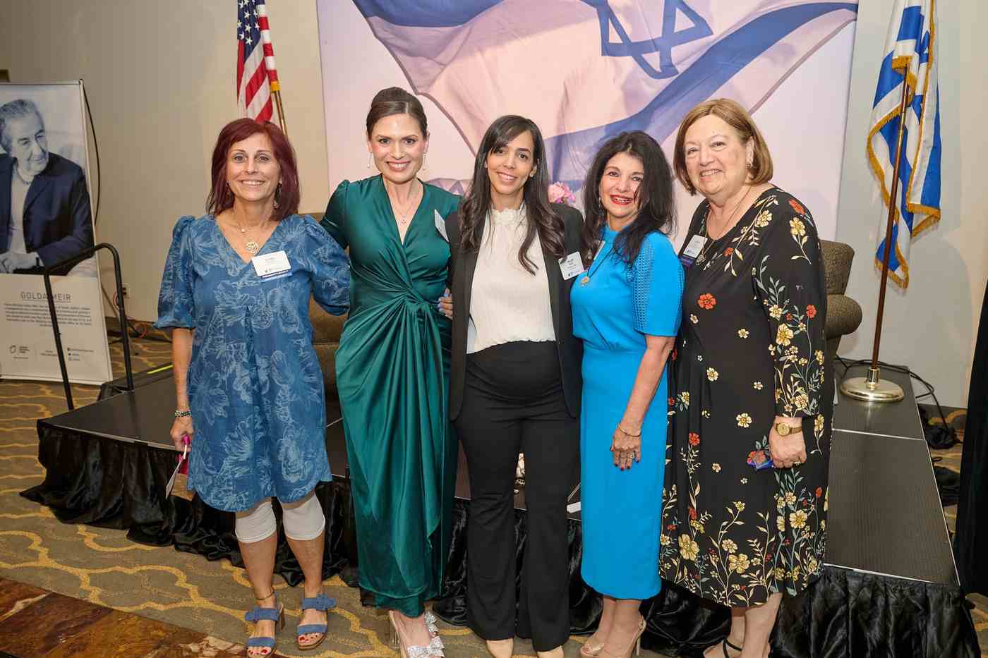 A group of event attendees from left to right: Cyndi Kleinbart, Anna Milstein, Hila Ahraak-Cohen, Anne Kroll, Barbra LondonFrom left to right: Cyndi Kleinbart, Anna Milstein, Hila Ahraak-Cohen, Anne Kroll, Barbra London