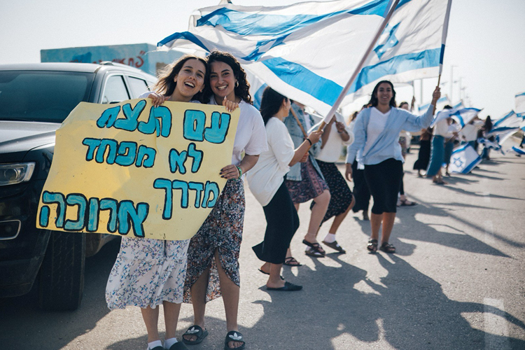 Girls with Sign and Flags