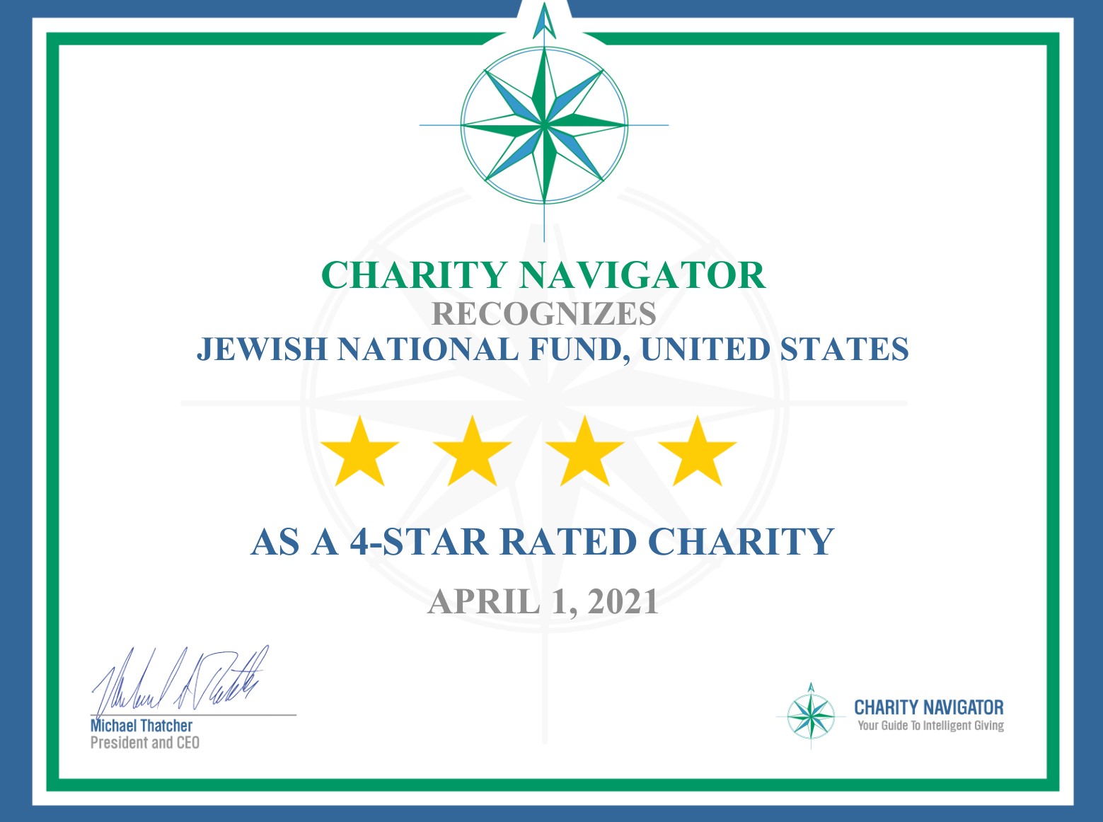 Charity Navigator certificate