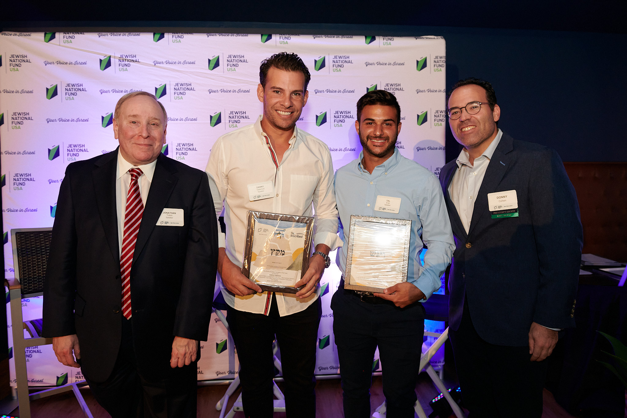 Editor-in-Chief of JNS, Jonathan Tobin; Team Israel Olympic baseball players, Danny Valencia and Tal Erel, and Donny Cohen