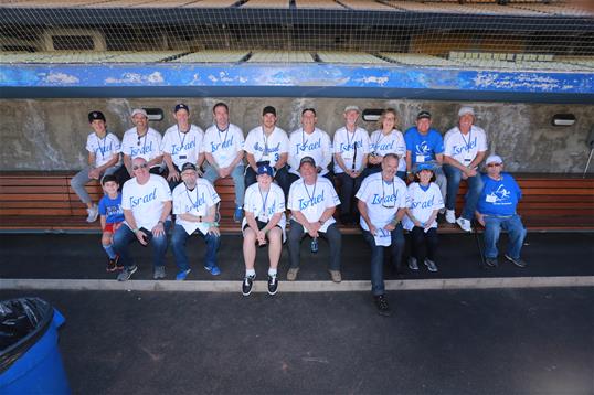 JNF-USA major donors sit in the dugout at Dodger Stadium