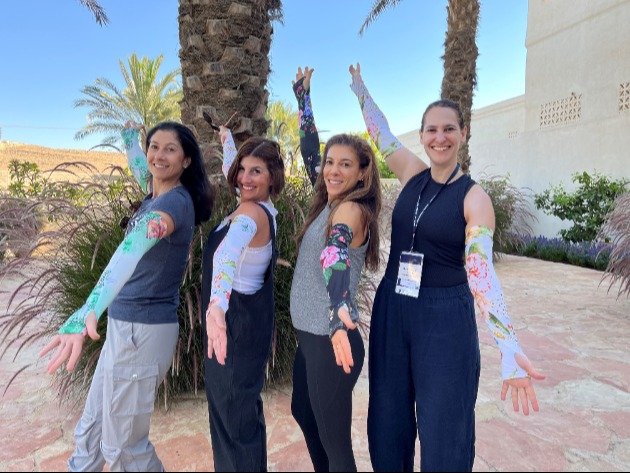 Michelle Reichenberg, Terry Benaryeh, Heilla Lain, and Lauren Halpern after working on a farm in the Negev