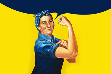 Golda Meir as Rosie the Riveter